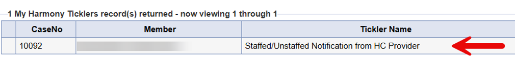 Tickler list showing first record to be selected to open the Workflow Wizard