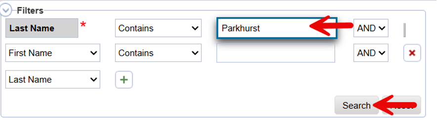 Worker search dialog with last name search field and Search button