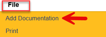 File menu expanded showing Add Documentation option highlighted