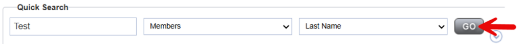 Quick Search area with GO button highlighted to execute the search