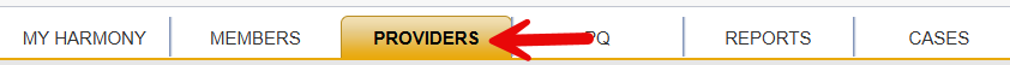 Harmony navigation showing Providers Chapter tab highlighted